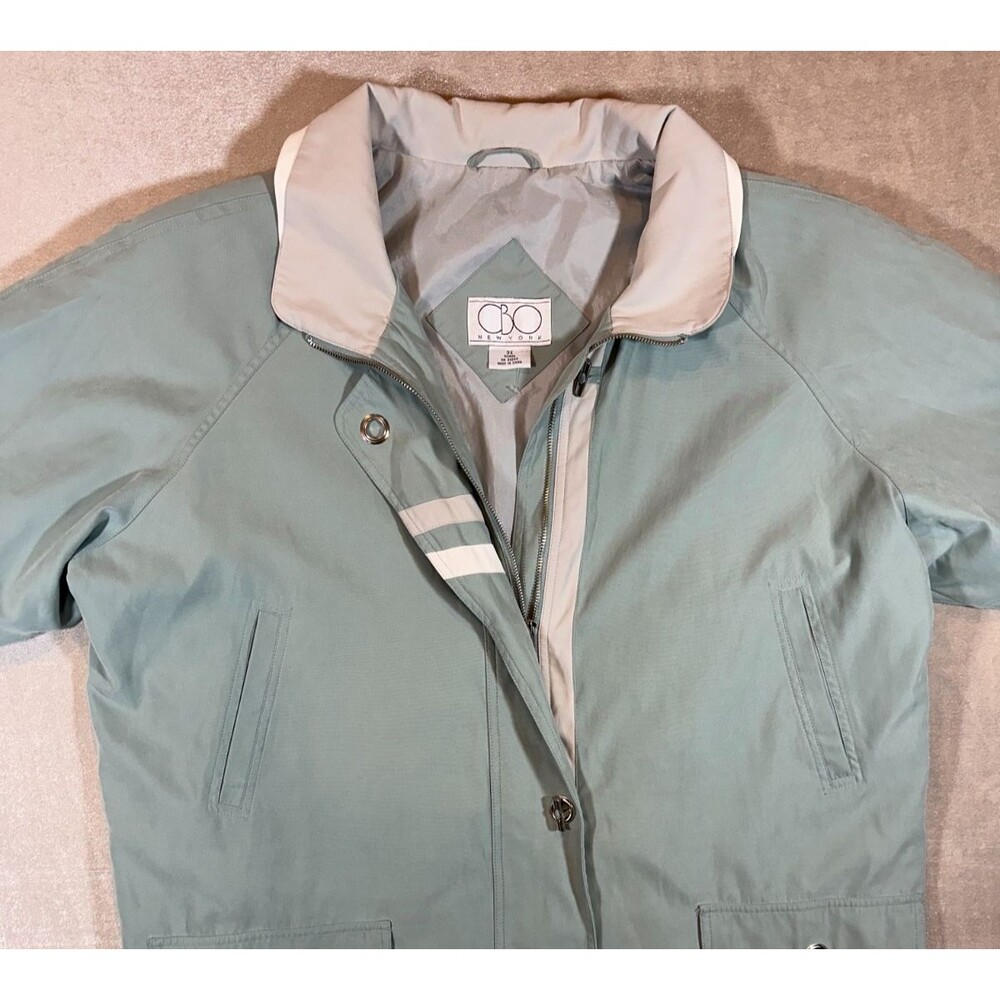 VTG CBO New York Women’s Jacket 3X Mint Green Full Zip Snap Front Lightweight